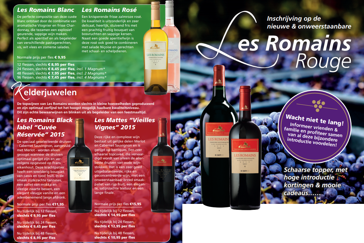 De kwaliteitswijnen van Les Romains zijn te koop en online te bestellen bij Wijnspecialist Wijnhandel Van Welie in Gouda